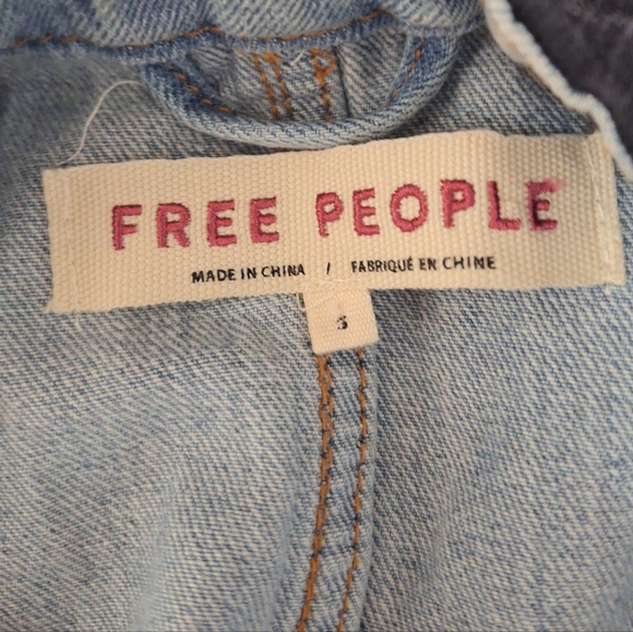 Free People Denim Seamed And Structured Jacket Corduroy Black Accents S - Picture 6 of 7